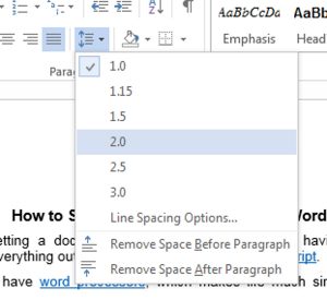 Adjusting line spacing.