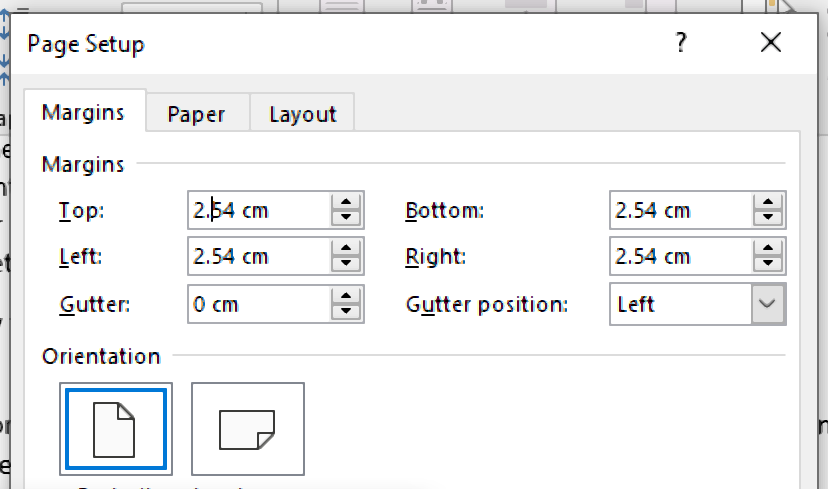 Adjusting the margins in Microsoft Word.