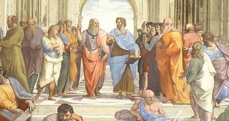 Plato and Aristotle, making an entrance.