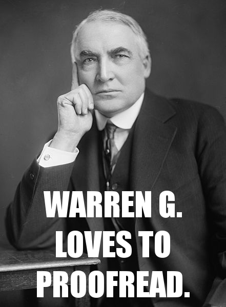 "Public domain photos are the best," says former President Harding.