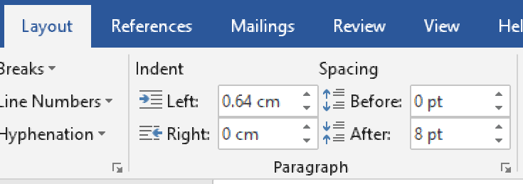 Custom indentation.