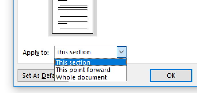 Selecting which part of the document to format.