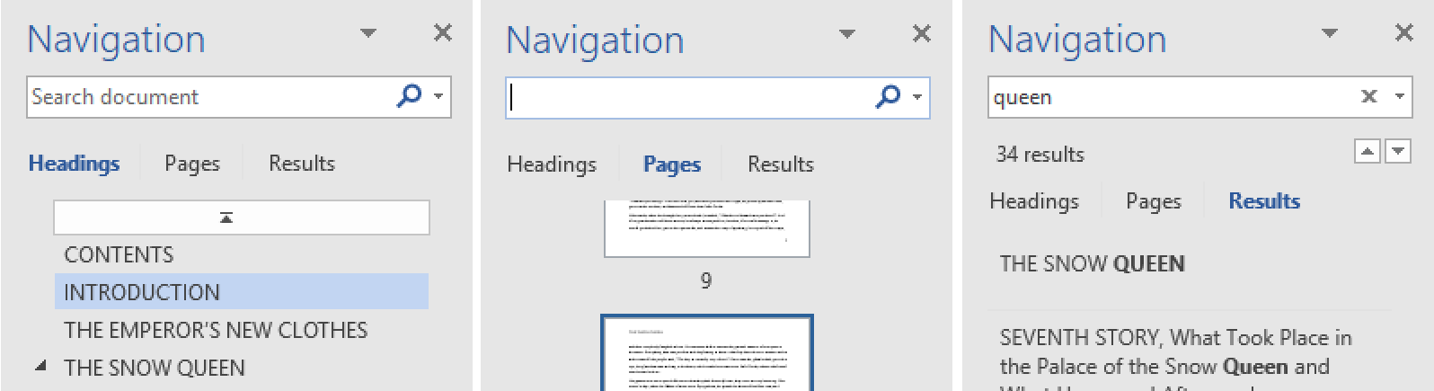 Navigation pane tabs.