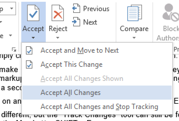 track changes in word