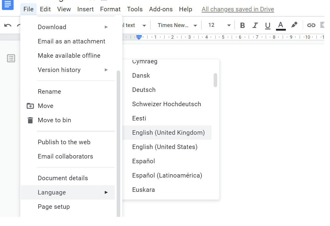Google Docs Spellchecker_How to set the proofing language in Google Doc