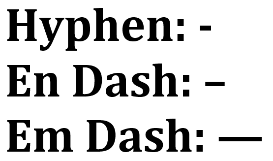 Hyphens and dashes