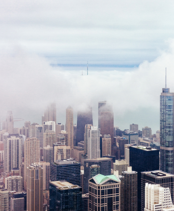 A skyline of skyscrapers.