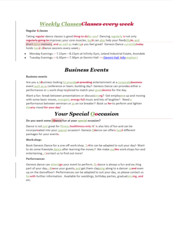 Website Proofreading Example (Before Editing)