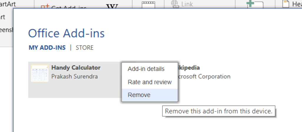 Deleting an add-in from Word.