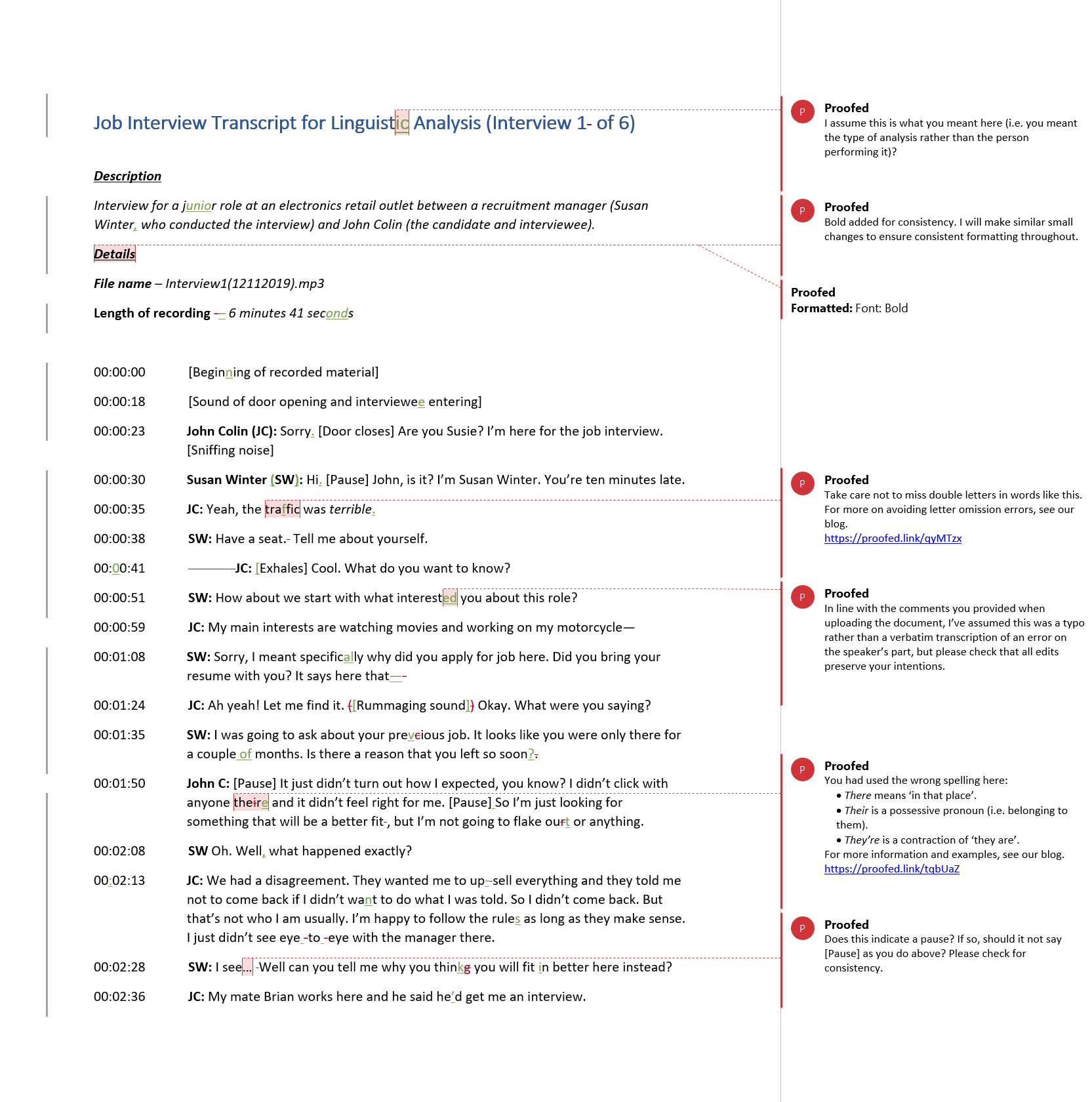 Transcript Proofreading Example (After Editing)