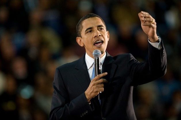 Obama in oratorical action.