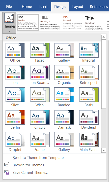 Microsoft Word Styles Themes and Templates