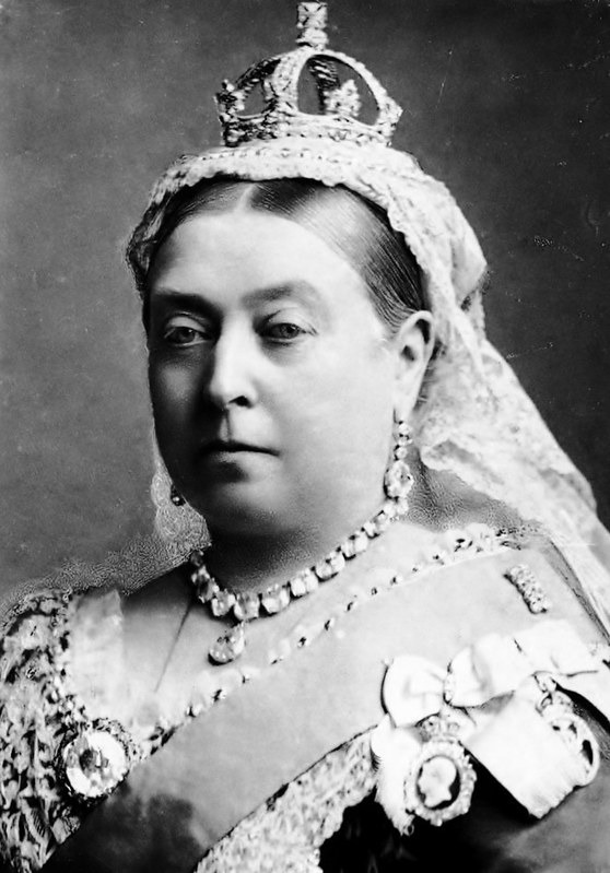 A photo of Queen Victoria from the shoulders up.