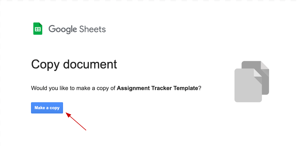 google sheets homework tracker template