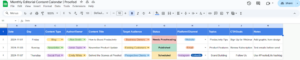 Monthly Editorial Content Calendar