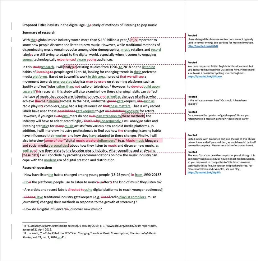 Research Proposal Proofreading Example (After Editing)