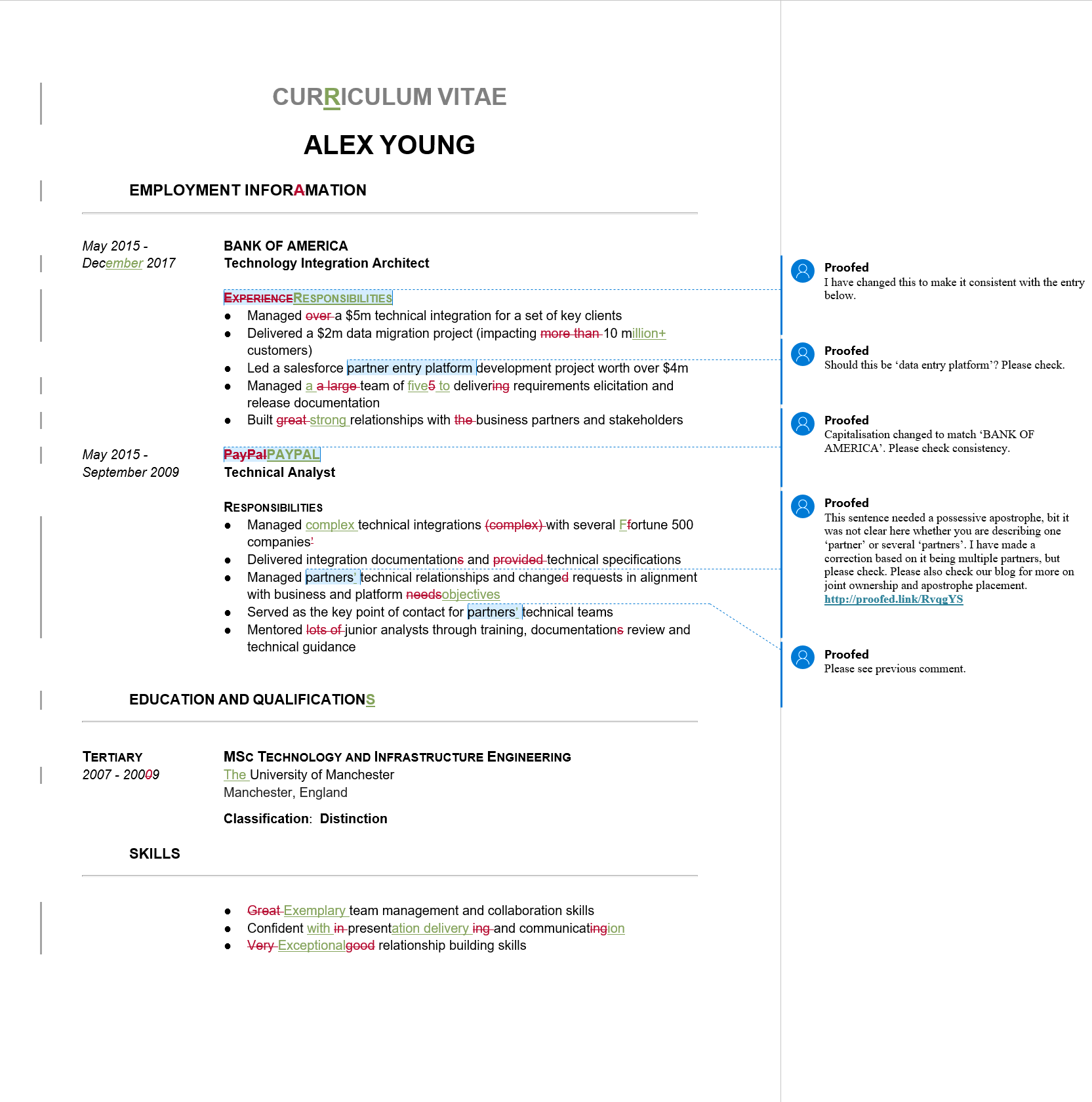 CV Proofreading Example (After Editing)