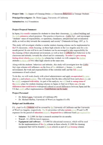 Research Proposal Proofreading Example (After Editing)